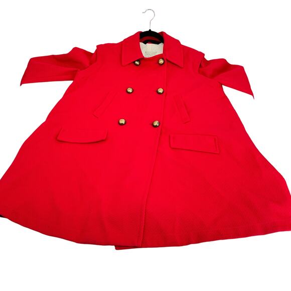 Forte_Forte Red Wool‎ Winter Overcoat Button Front Detachable Sleeves - Picture 8 of 15